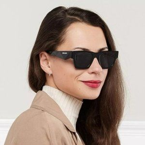 Prada PRA06S 16K08Z Black Dark Grey Square Unisex Sunglasses PR A06S